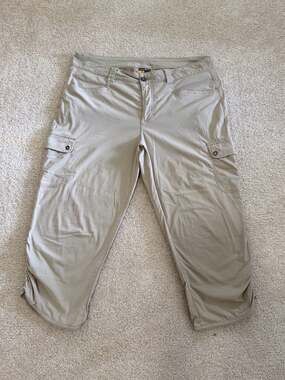 Eddie Bauer Women Capri Ruched Cropped Pants Size 12 Cinch Nylon Hike